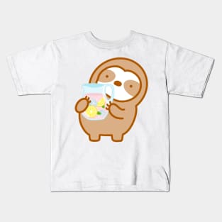 Cute Pink Lemonade Sloth Kids T-Shirt